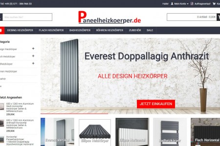 Paneelheizkoerper.de E-ticaret Sitesi Yayında